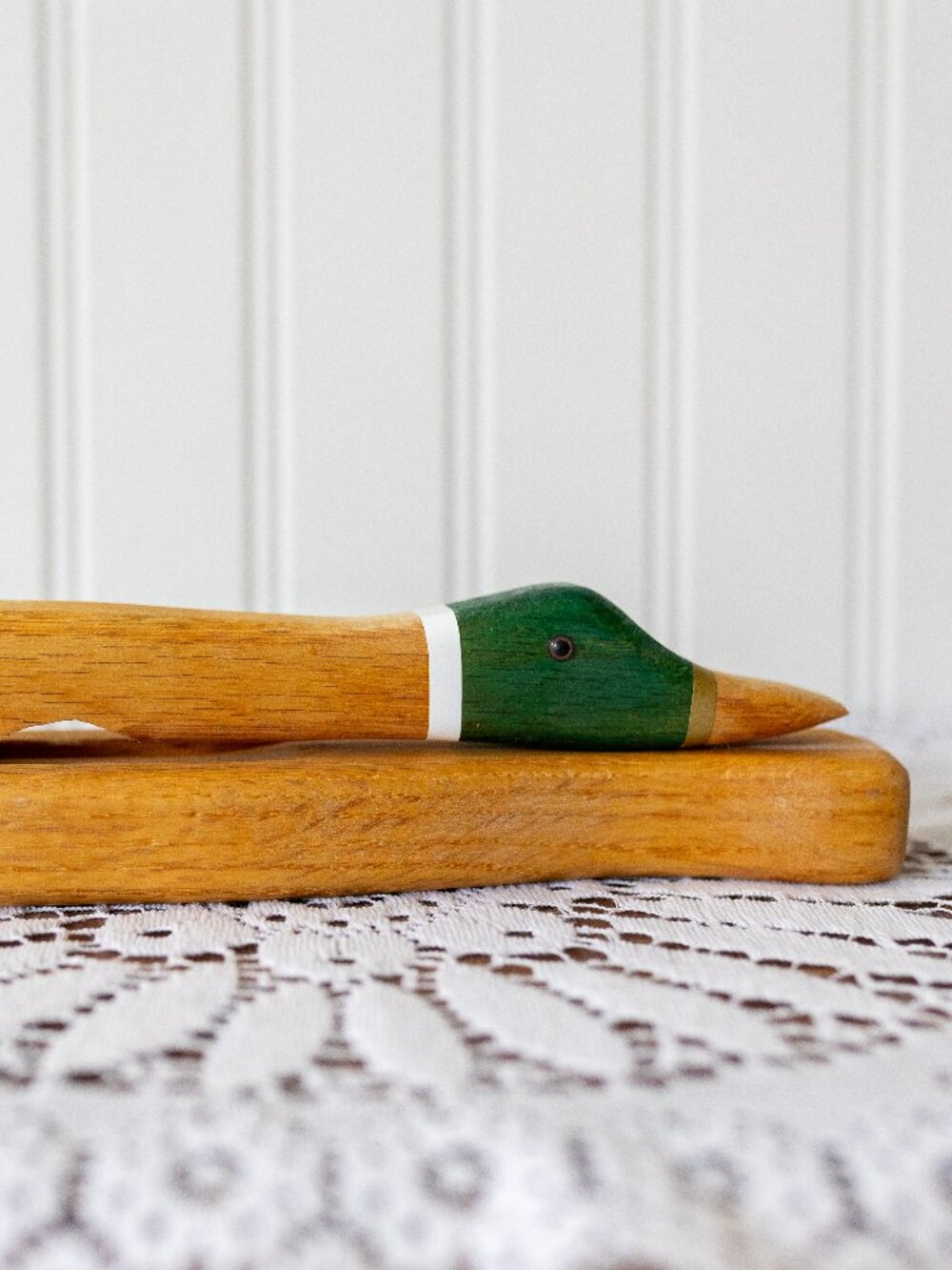 Vintage Wooden Duck Nutcracker Mallard Made in Canada Lever Nut Cracker